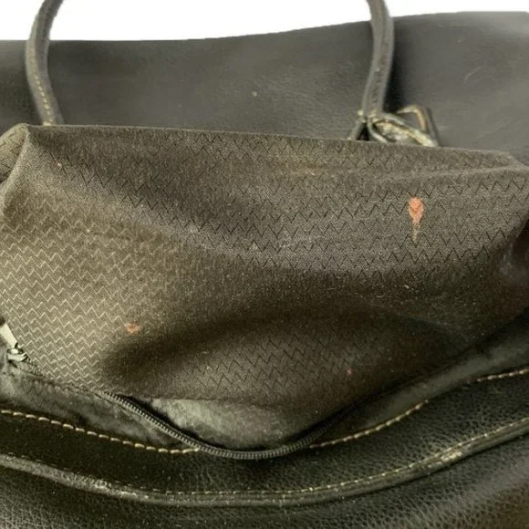 Black Tote Medicine Bag Style Gladstone Purse PU Leather - Picture 5 of 10